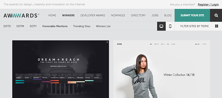 awwwards - best web design trends