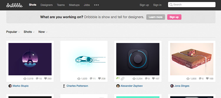 dribbble - show and tell for designers